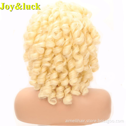 High Quality Blond Wholesale Wigs For Women Shoulder Hair 613 Blonde Short Natural Bouncy Curly Synthetic Ladies Full Hair Wigs
